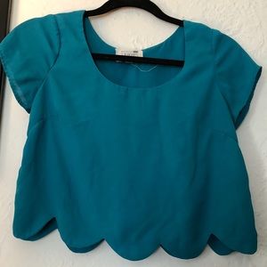 EUC cropped teal top from PAC sun